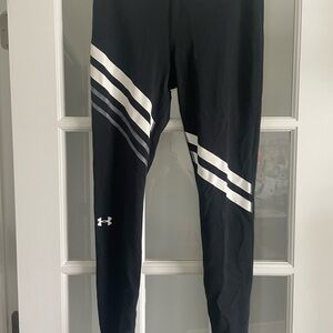 Under Armour Black and White Athletic Leggings with Striking Stripes